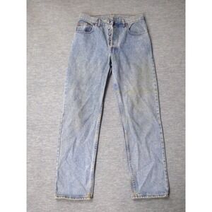 Vintage Gap Button Fly Jeans Men 32 Blue Light Wash Straight Leg Denim 32x29.5
